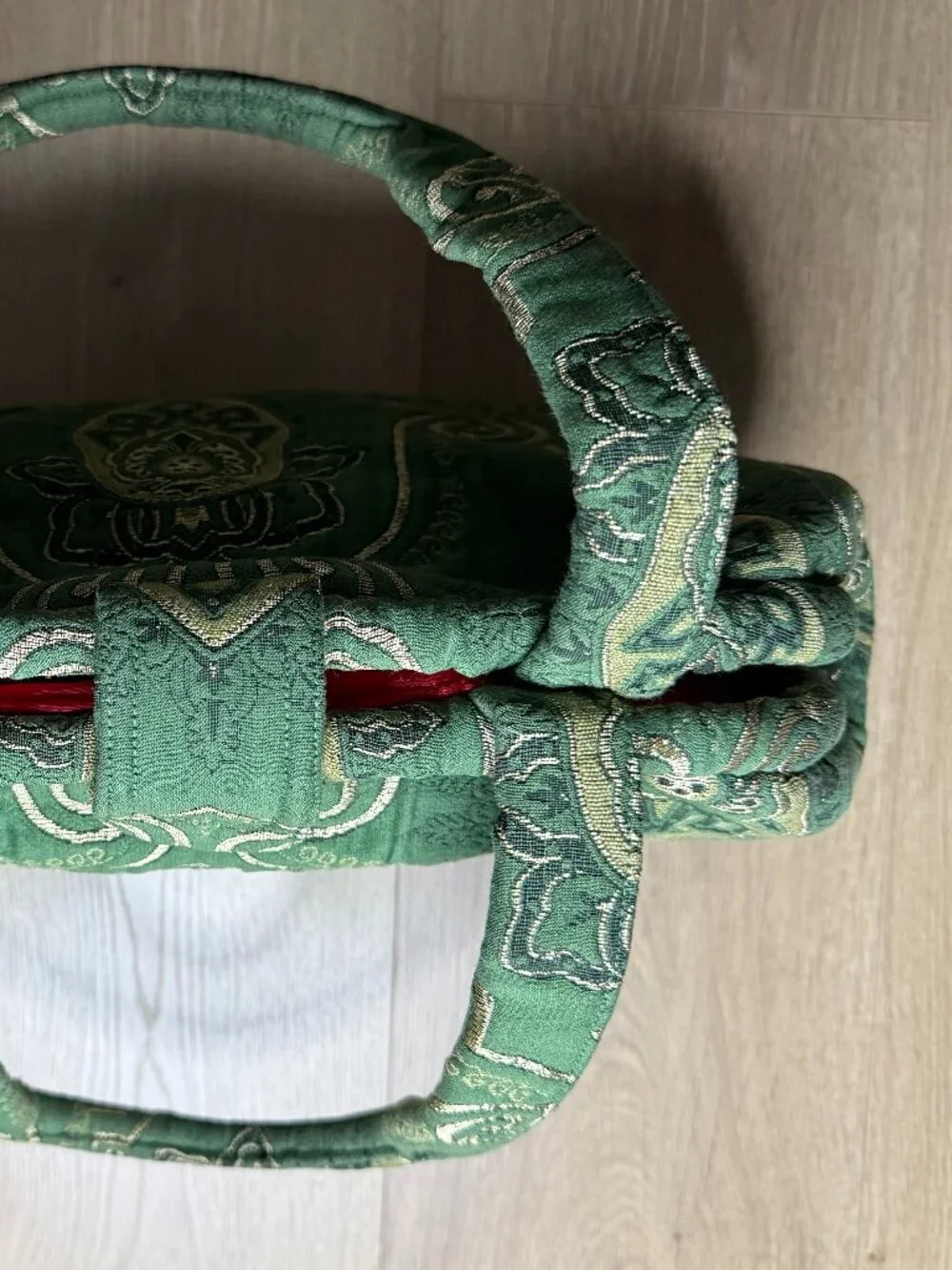 Victoria Horner Charlottesville Green & Gold Jacquard Fabric Doctor’s Bag EUC